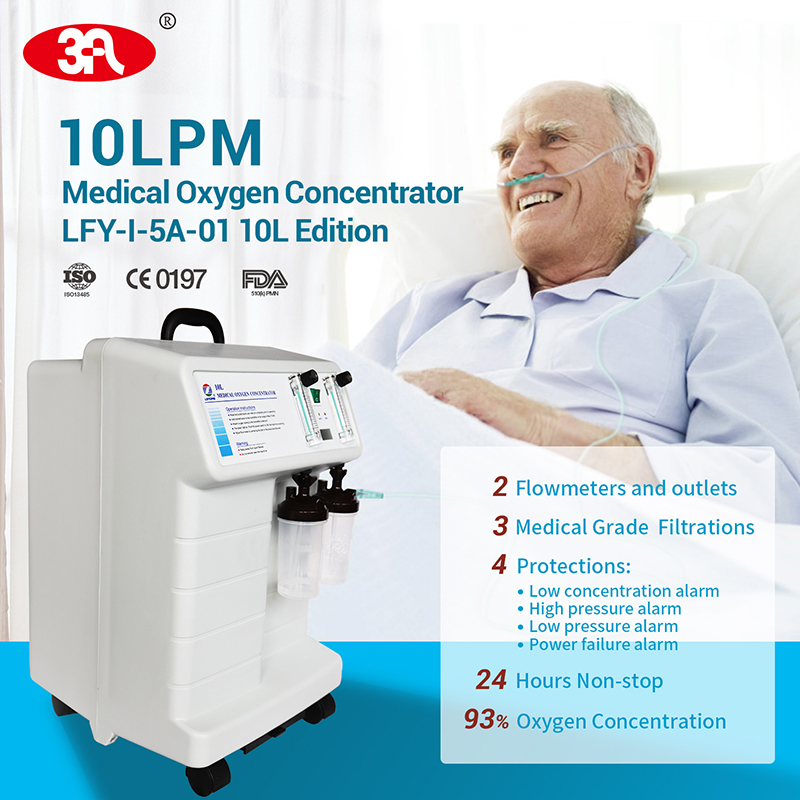  10 Liter Dual Flow Oxygen Concentrator Hospital Home Use Portable Oxygen-concentrator Machine Medical Grade